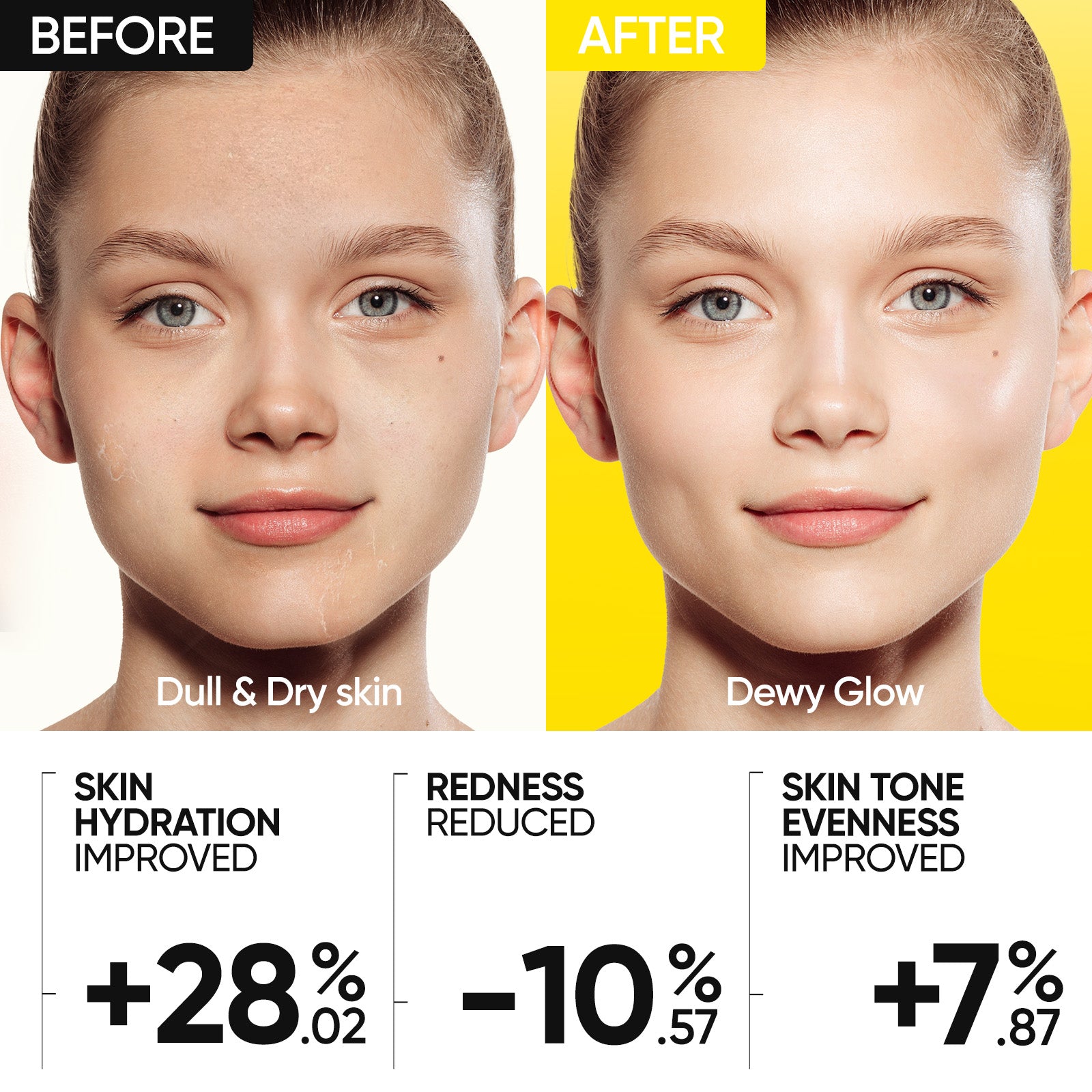 Dewy glowing skin after using SKINTIFIC Radiance Booster Serum Spray