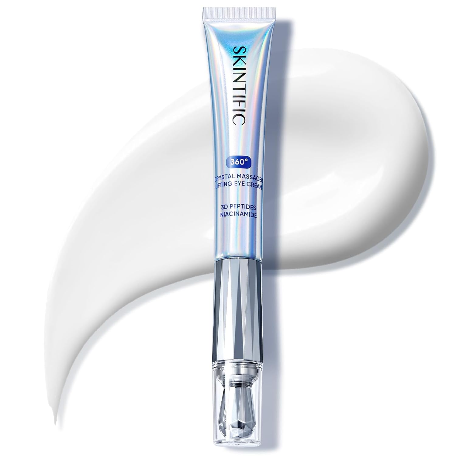 Crema lifting para el contorno de ojos con masajeador de cristal de 360°