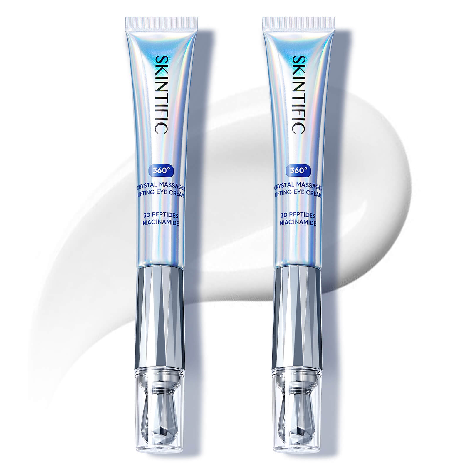 Crema lifting para el contorno de ojos con masajeador de cristal de 360°