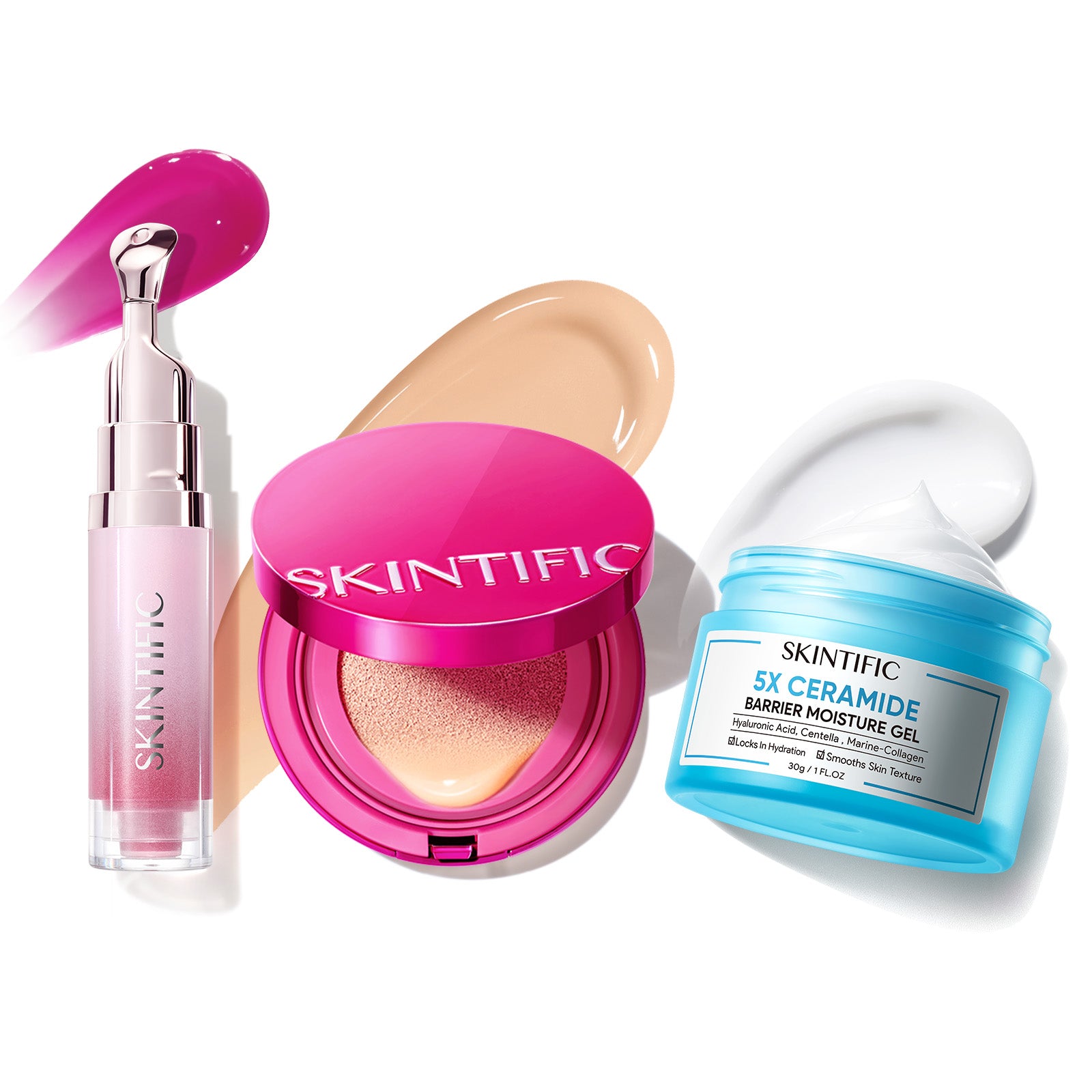 Sérum labial + Cushion de cobertura + Hidratante reparador de barrera con 5X ceramidas