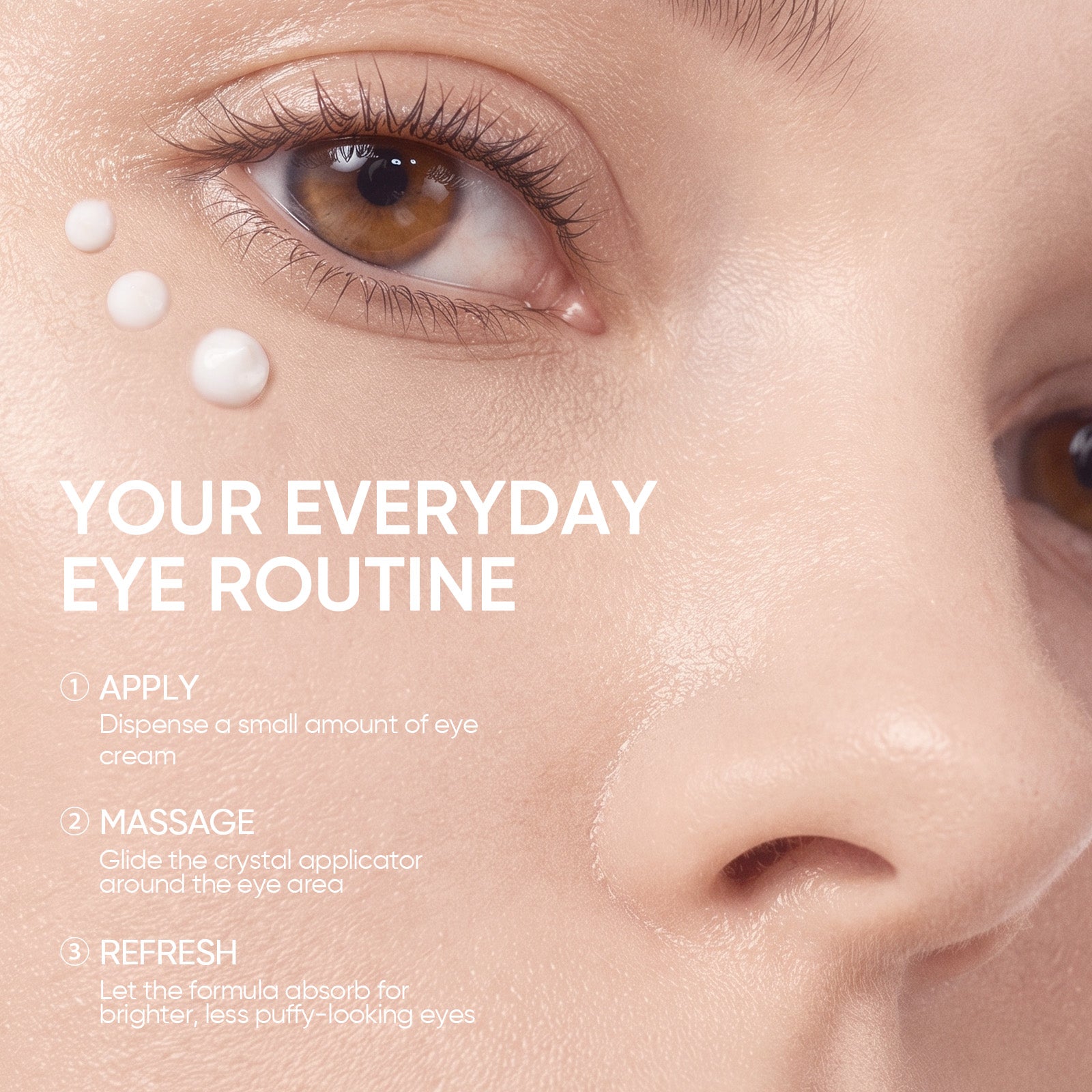 Crema lifting para el contorno de ojos con masajeador de cristal de 360°