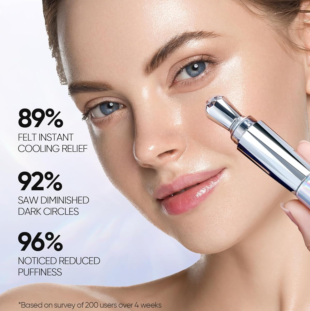 Crema lifting para el contorno de ojos con masajeador de cristal de 360°